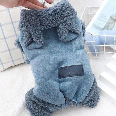 Cozy Thicken Four Legged Dog Clothes Warm Fur Collar Dog