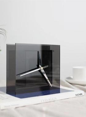 Z06881代北欧样房板茶色烟灰水现晶金属时钟钟摆饰品客厅摆件