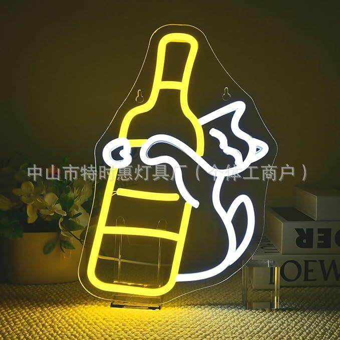 跨境猫霓虹灯 LED 发光墙壁装饰卧室、家庭酒吧、派对