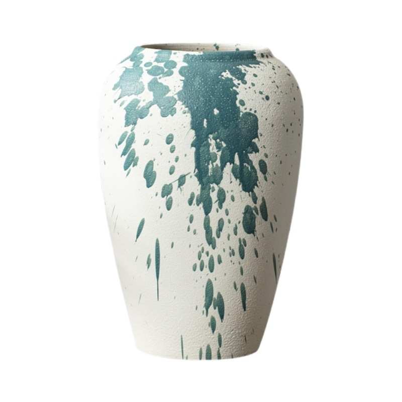 景德镇粗陶陶瓷花瓶新中式家居装饰品摆件禅意插玉兰花仿真花