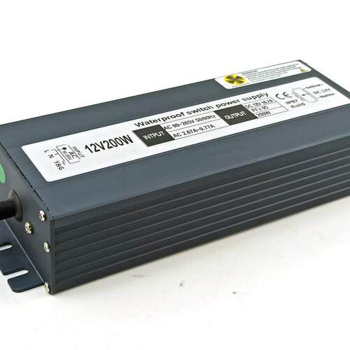 12v室外洗墙灯水景灯LED电源12V200W带PFC防水电源厂家直销宽压