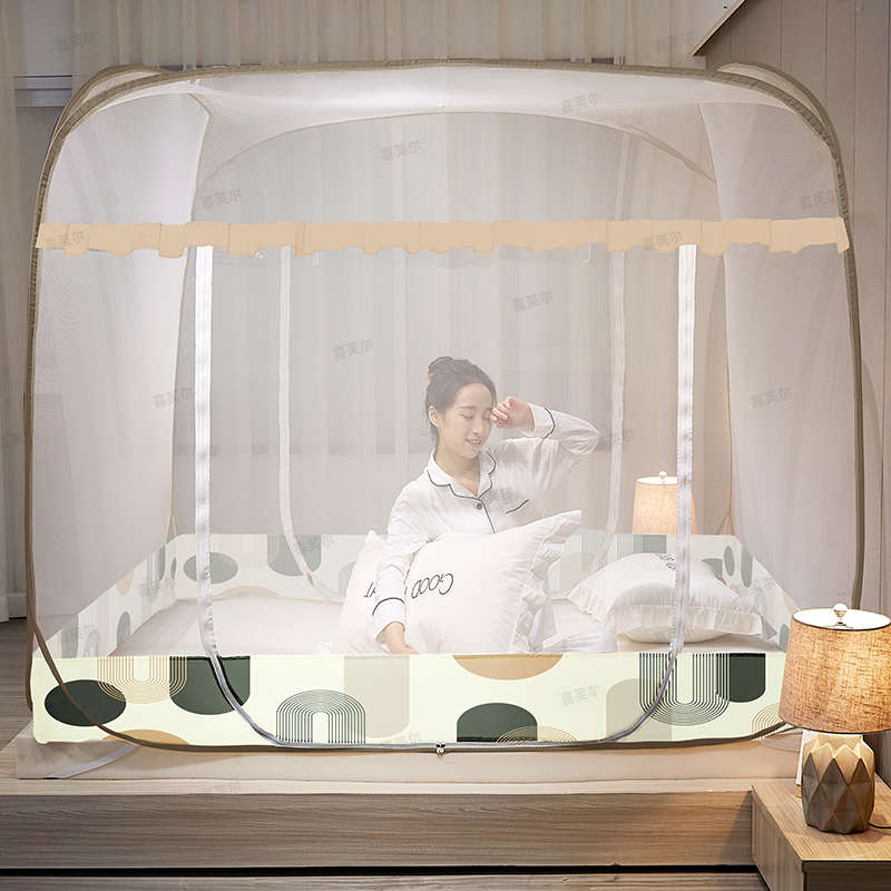 新款蒙古包蚊帐家用2025免安装卧室1.8m加密蚊帐防摔儿童纹账折叠