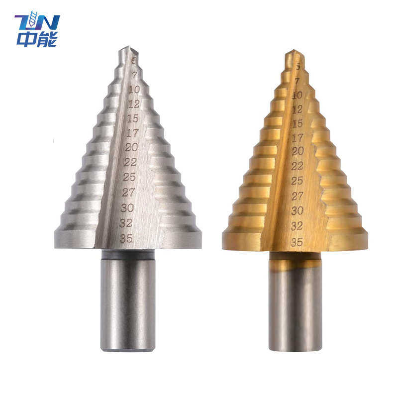 高速钢三角柄5-35mm本色金色宝塔钻头阶梯扩孔钻多功能宝塔开孔