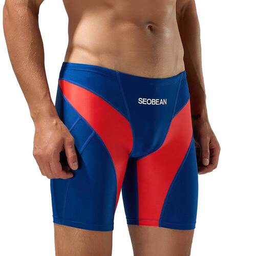 Men's flat angle swim trunks, low waist long style, color