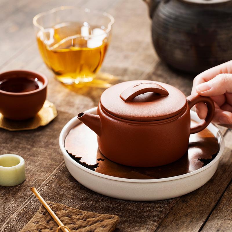 朱泥紫砂汉瓦壶半手工泡茶壶宜兴中式一人小壶家用茶具单壶