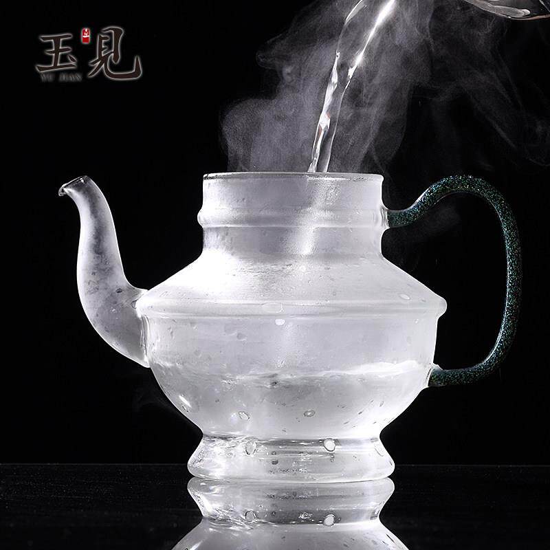 玉见 玻璃壶耐高温手工大容量五行玻璃蒸茶壶玻璃内胆煮茶壶配件