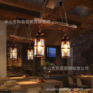 美式乡村工业风船木吊灯个性咖啡厅酒吧网咖服装店餐厅实木头灯具