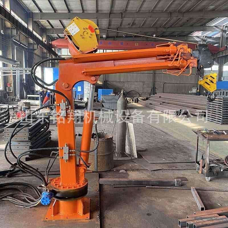 货车车载小吊机平台船用60度旋转1T2T小型折臂吊液压随车吊机