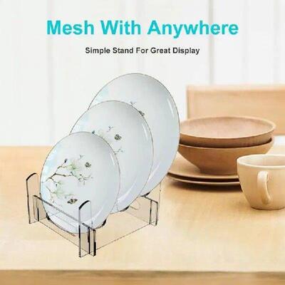 Acrylic Plate Stand Dish Display Tablet Holder Clear