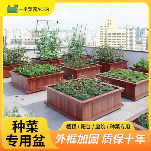 天台户外种菜专用箱家用防腐木花箱楼顶实木种菜盆种植箱一亩菜园