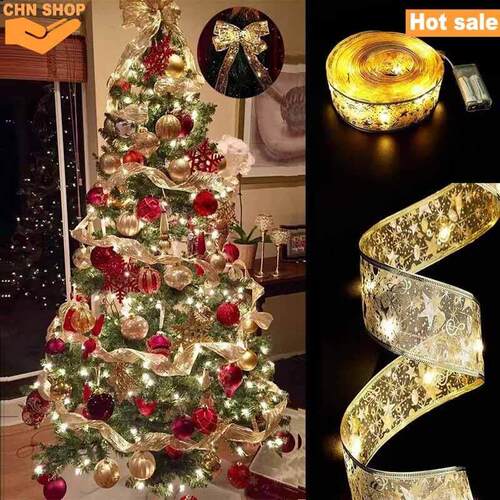 Christmas tree decorative LED lights silk ribbon light strip