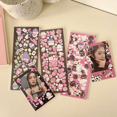 2Pc Ins Laser letter Panda Ribbon PET Stickers DIY Scrapbook