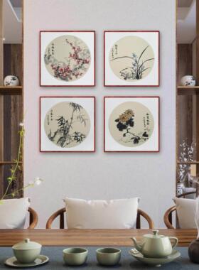 纯手绘国画代画写意花鸟画斗方小品梅兰竹菊荷花字画芯作品真迹