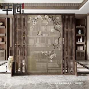 屏风隔断客厅进门玄关卧室遮挡家用实木移动办公室入户茶室 新中式