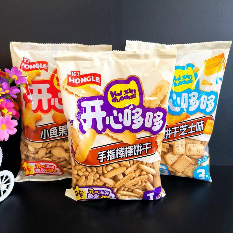 红瞭开心哆哆手指小鱼果饼干260g*1袋包邮学生儿童休闲小零食袋装