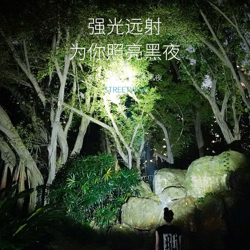 微笑鲨强光感应头灯小型户外超亮带数显夜钓专用聚光头戴应急矿灯