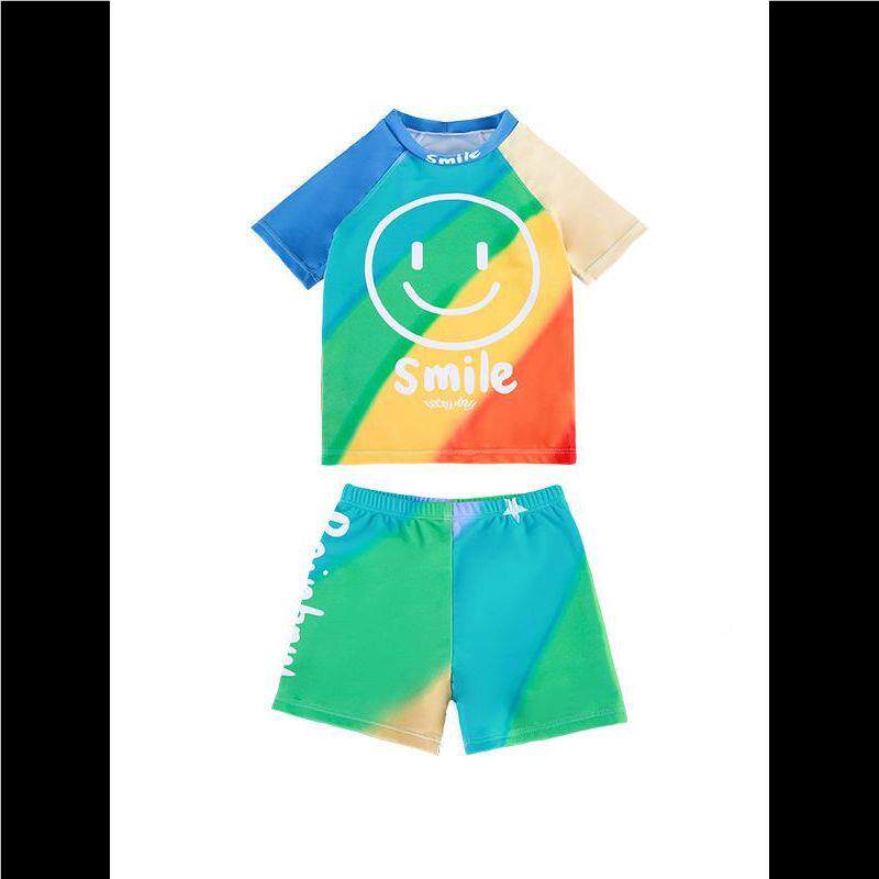 儿童泳衣男童袖连体分MHF体卡通潮小男孩短装大童速套干中泡温泉