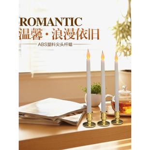 2*27cm长杆led电子蜡烛灯固定灯芯暖黄光塑料外壳婚礼礼佛氛围灯
