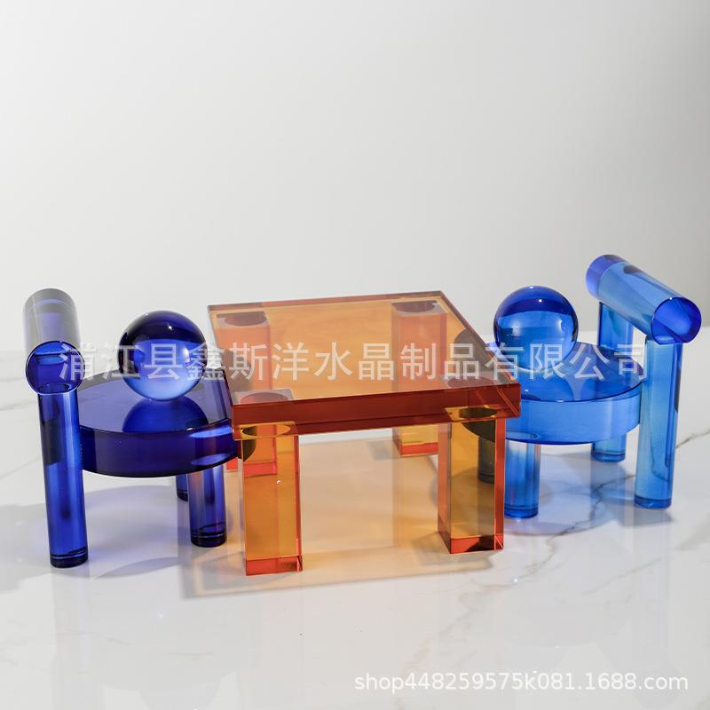 简约桌子椅子水晶摆件样板房售楼部客厅民宿别墅玄关居家软装饰品