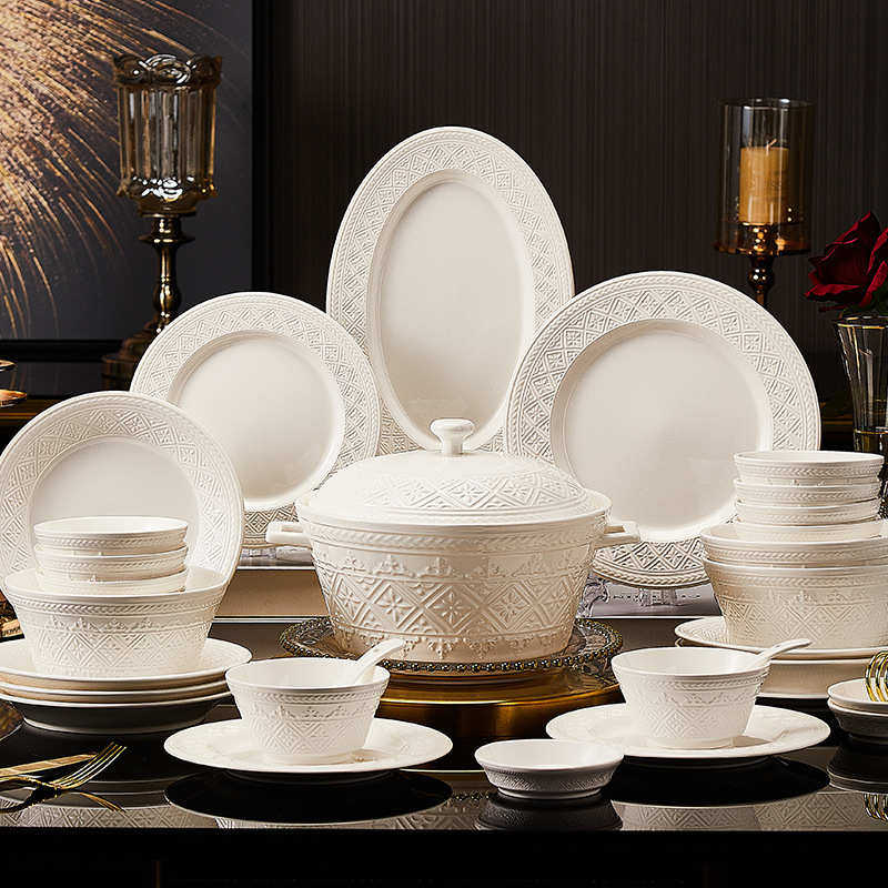 2025新款家用陶瓷碗碟碗盘套装轻奢感新中式景德镇陶瓷酒店餐具,餐饮具,碗,淘宝优惠券,粉丝福利购,淘宝优惠卷