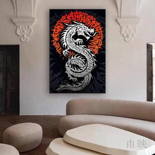 暗黑风纹身店装饰画复古纹绣工作室刺青店墙面挂画个性哥特式壁画