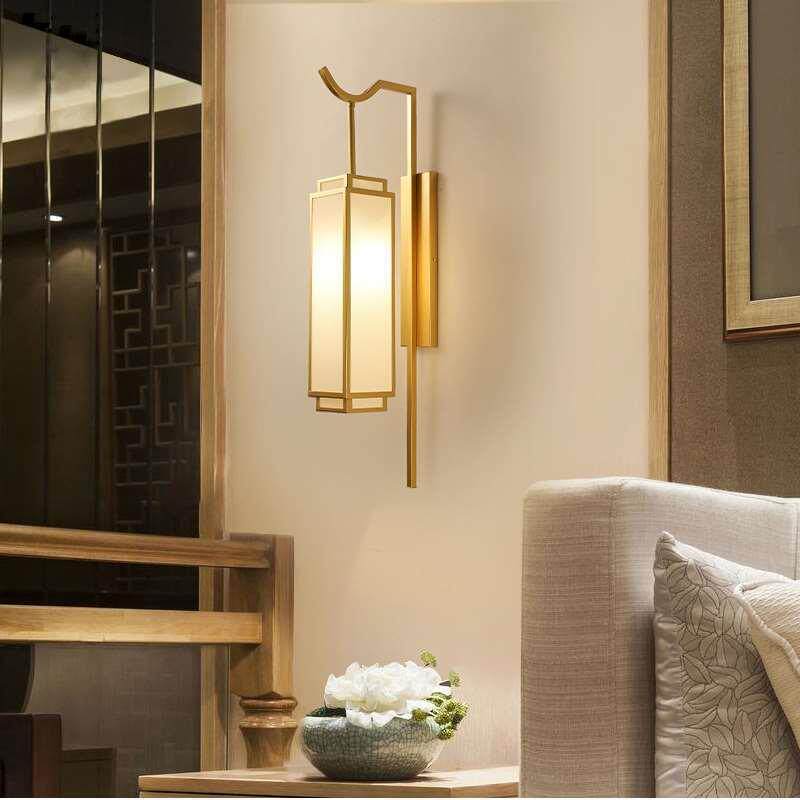新中式床头灯卧室壁灯简约仿古酒店过道灯具客厅复古新中式走廊灯