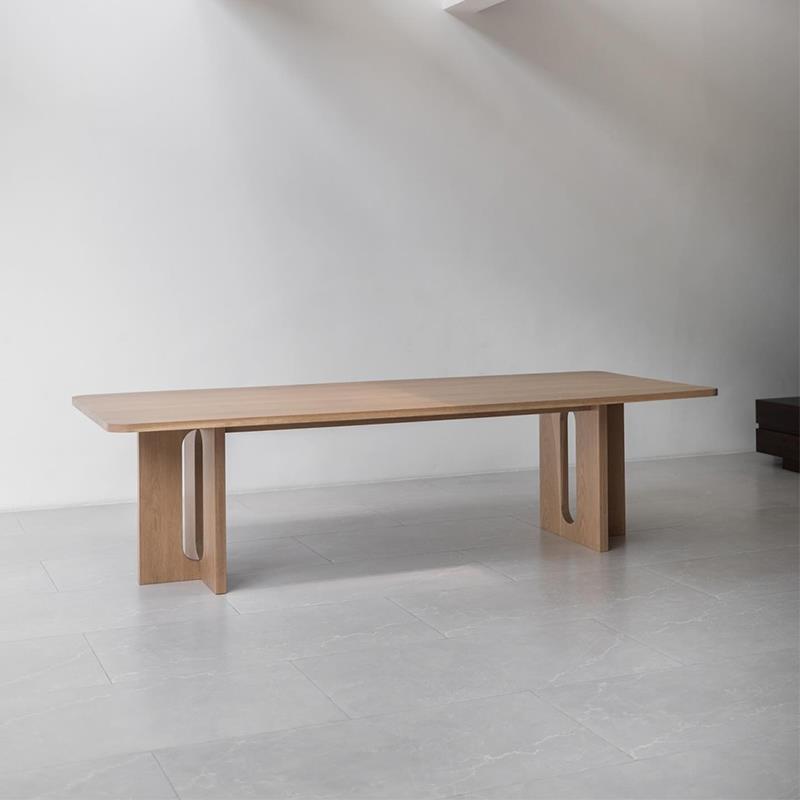 意式极简实木餐桌现代北欧长方形书桌侘寂中古大长桌办公会议桌子