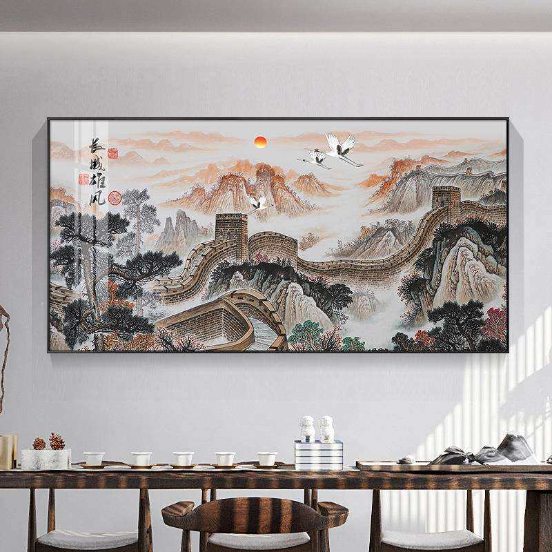 新中式禅意电表箱装饰画大尺寸配电箱遮挡开关餐厅长城山水画挂画