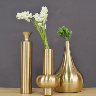 样板房装 饰品不锈钢工艺品创意家居客厅铁艺花器 饰金属摆件软装