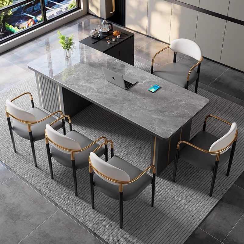 现代简约岩板茶桌椅组合办公室茶桌一体一整套轻奢茶台分体式岛台