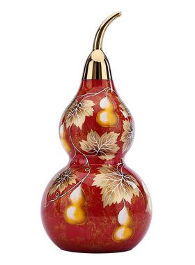 彩绘黄铜五福临门葫芦摆件开口客厅玄关酒柜装饰工艺品乔迁