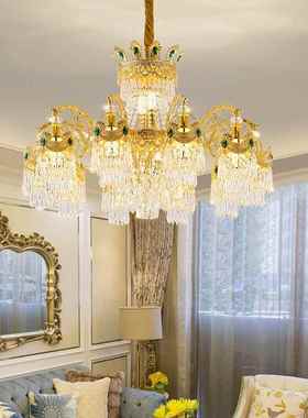 法式古客厅厅水吊灯欧式别墅复式52777楼挑高大晶客餐厅高复档豪华灯饰