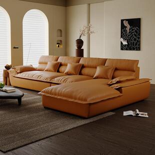 政府补贴华瑞娜意式极简猫抓皮大坐深帆船贵妃沙发客厅转角位沙发