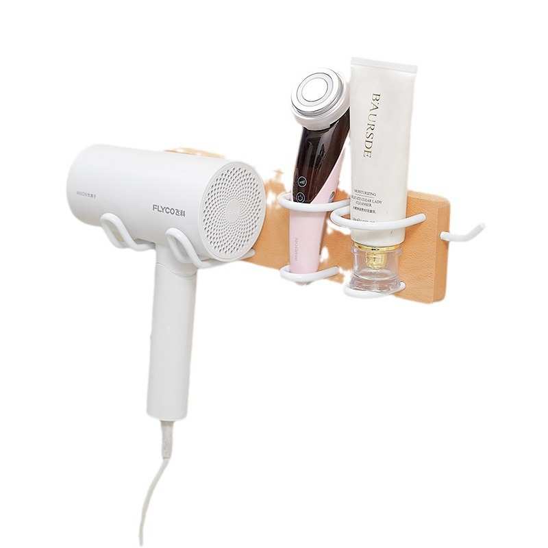 实木制作吹风机架子免打孔吹风机支架置物架壁挂式浴室收纳原木风