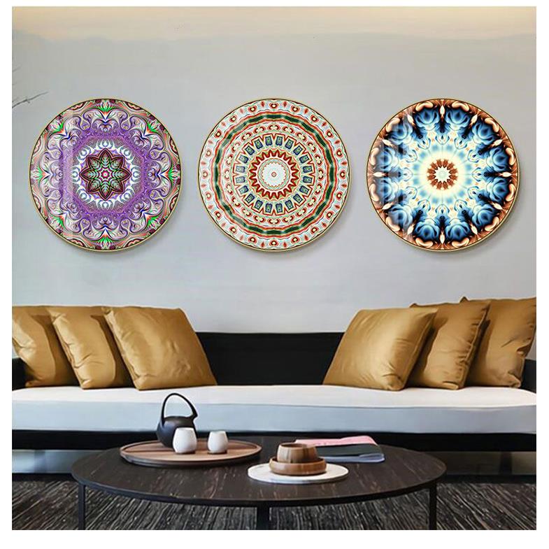 定做印民族风饰唐画卡画曼陀罗花纹装圆堂形壁画复玄度关中古客厅