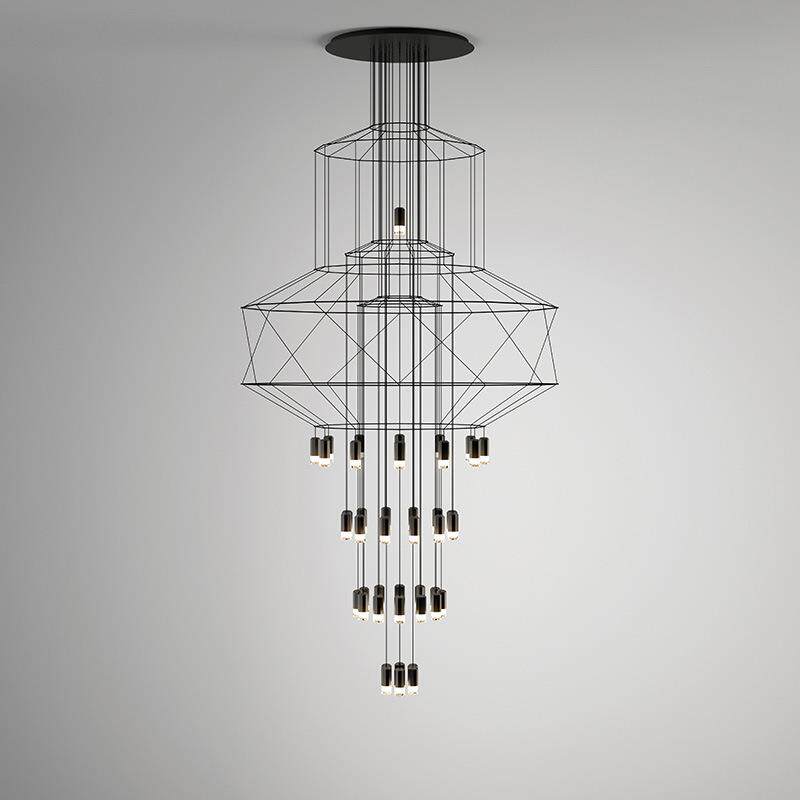 复式楼挑空大吊灯北欧后现代简约别墅中空客厅灯跃层楼梯间长吊灯