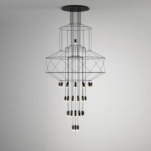 复式楼挑空大吊灯北欧后现代简约别墅中空客厅灯跃层楼梯间长吊灯