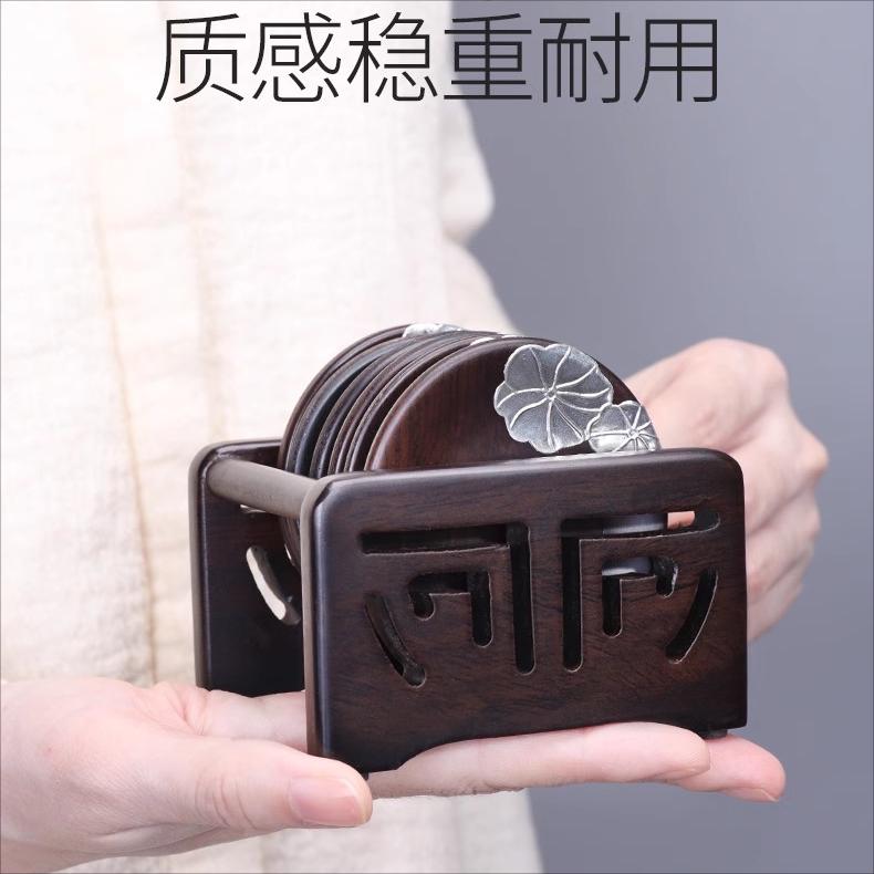 茶桌茶杯托黑檀实木茶垫茶杯垫隔热茶托高档家用功夫茶具茶道配件