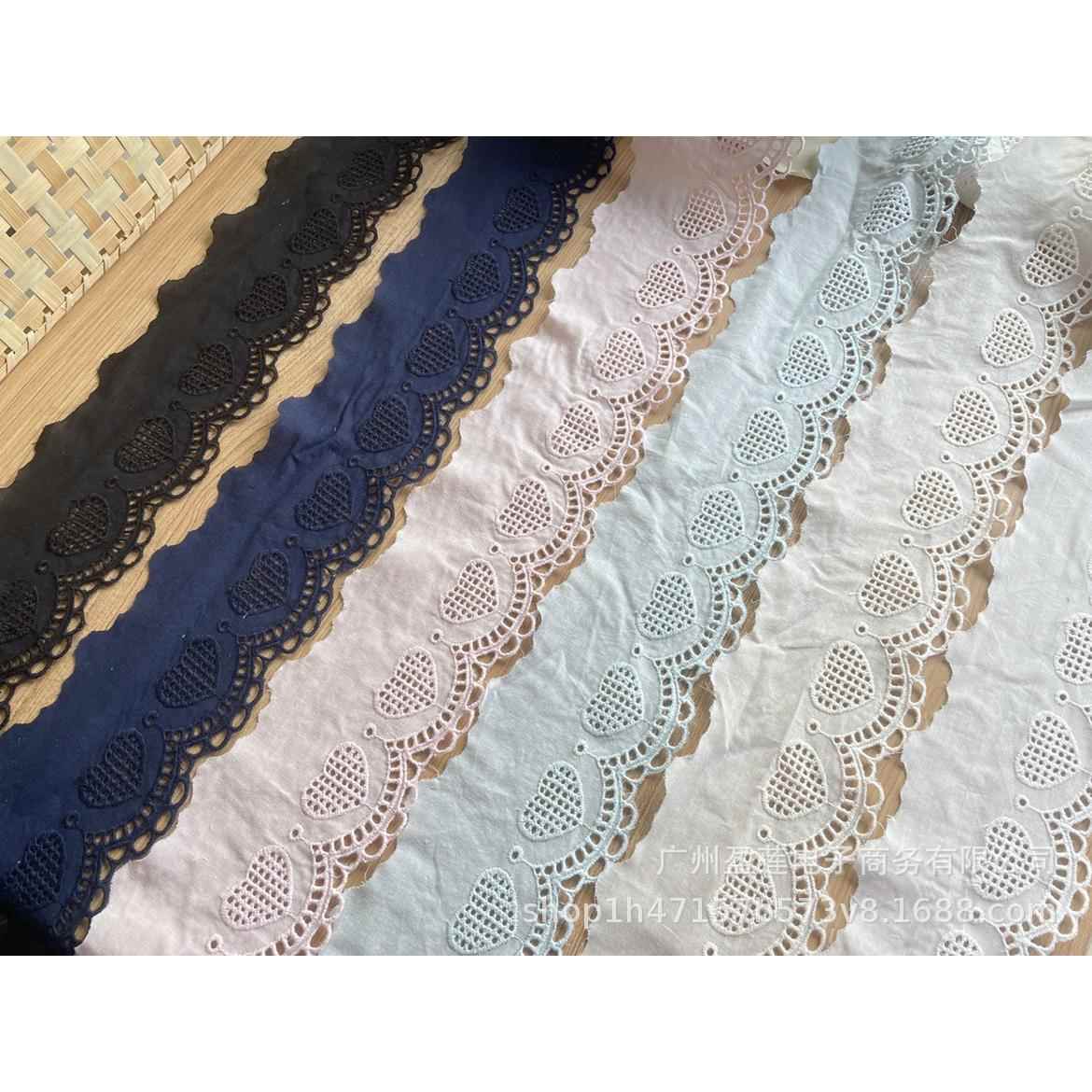 手工布艺服装花边 棉布蕾丝花边 桃心镂空刺绣 宽8cm