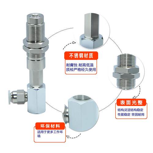 不锈钢金具防旋转支架杆侧进气缓冲15/20/30外牙固定牙M14