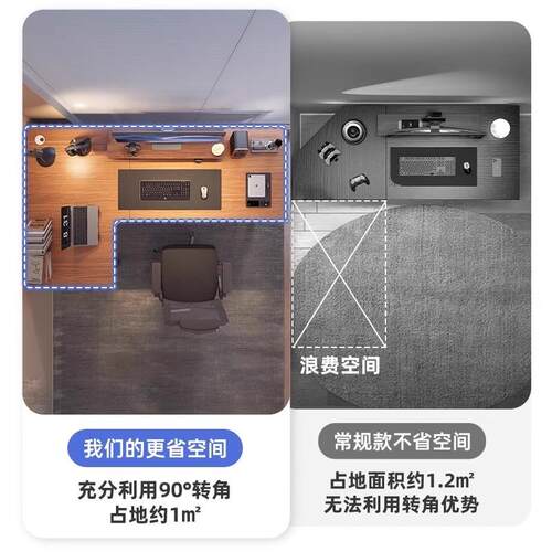 转角电脑桌卧室双人拐家L型电桌用书角桌OBY书架组合一竞体办公桌