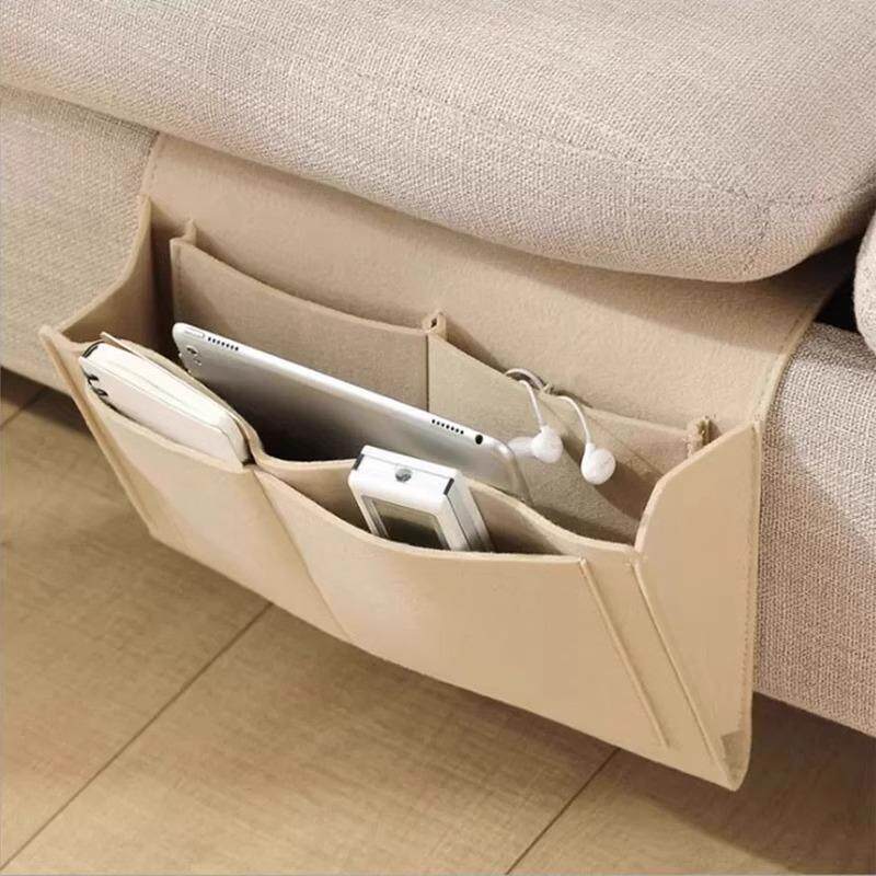 Bedside Storage Bag with Remote Control Holder and Hanging B
