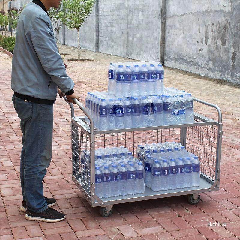 围栏车超市推车摆摊护栏小拖车物流中转平板车手仓库带推货车折叠