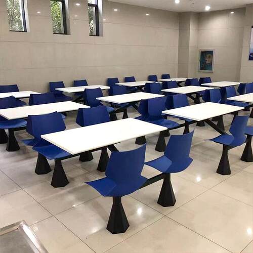 VME食堂员连体餐体桌椅桌椅组连合餐厅餐馆四人位工桌户外用