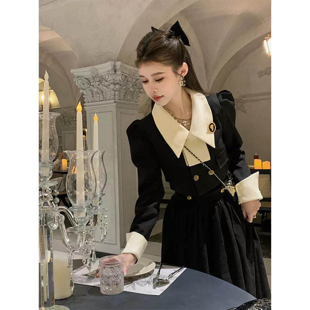 欧洲站秋装新款生日礼服宴会气质名媛套装裙赫本风洋气显瘦两件套