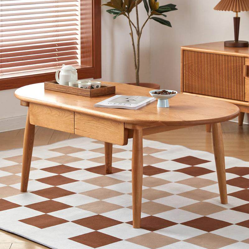 北欧电视柜茶几组合原木色小户型樱桃木黑胡桃木现代简约实木风格