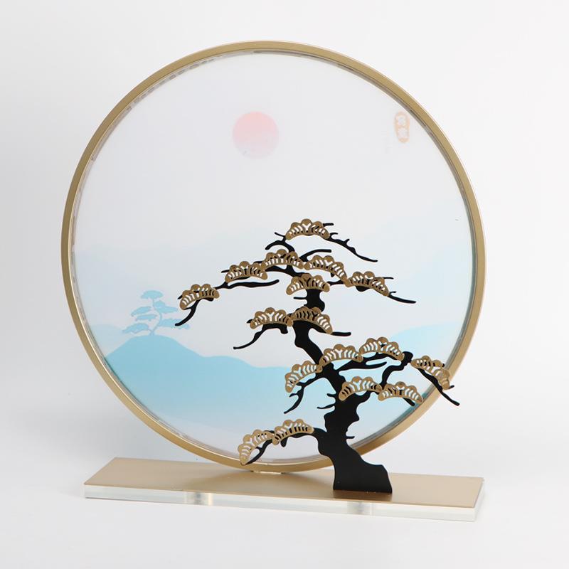 轻奢新中式铁房假山样板LPN间书玄关柜摆酒店艺办公桌高端件软装