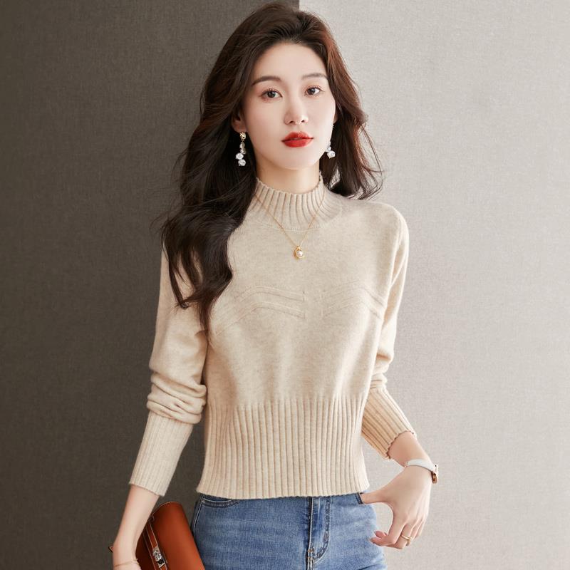 小个子短款毛衣女款2025新款冬季半高领女士打底衫秋冬加厚羊毛衫