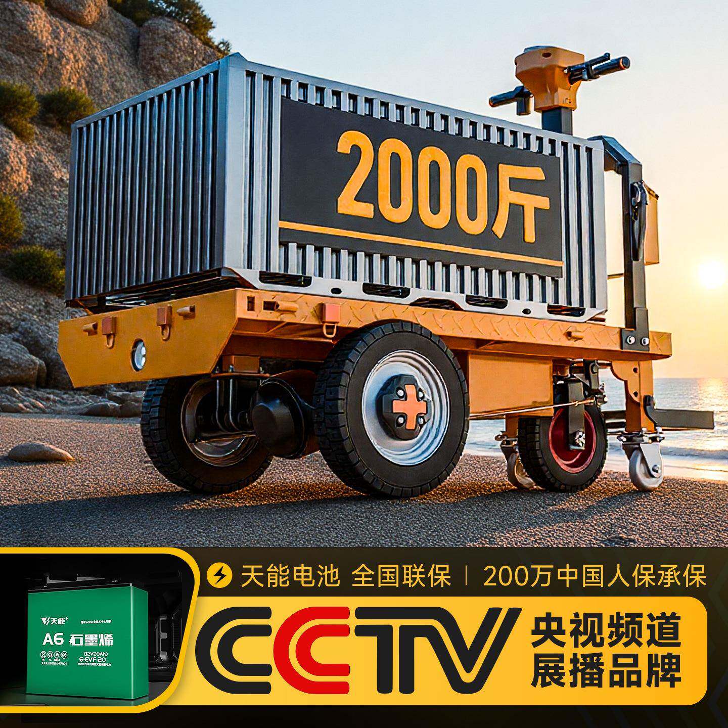 电动平板车搬运车建筑工地拉砖仓库拉货载重手推车养殖三轮运输车