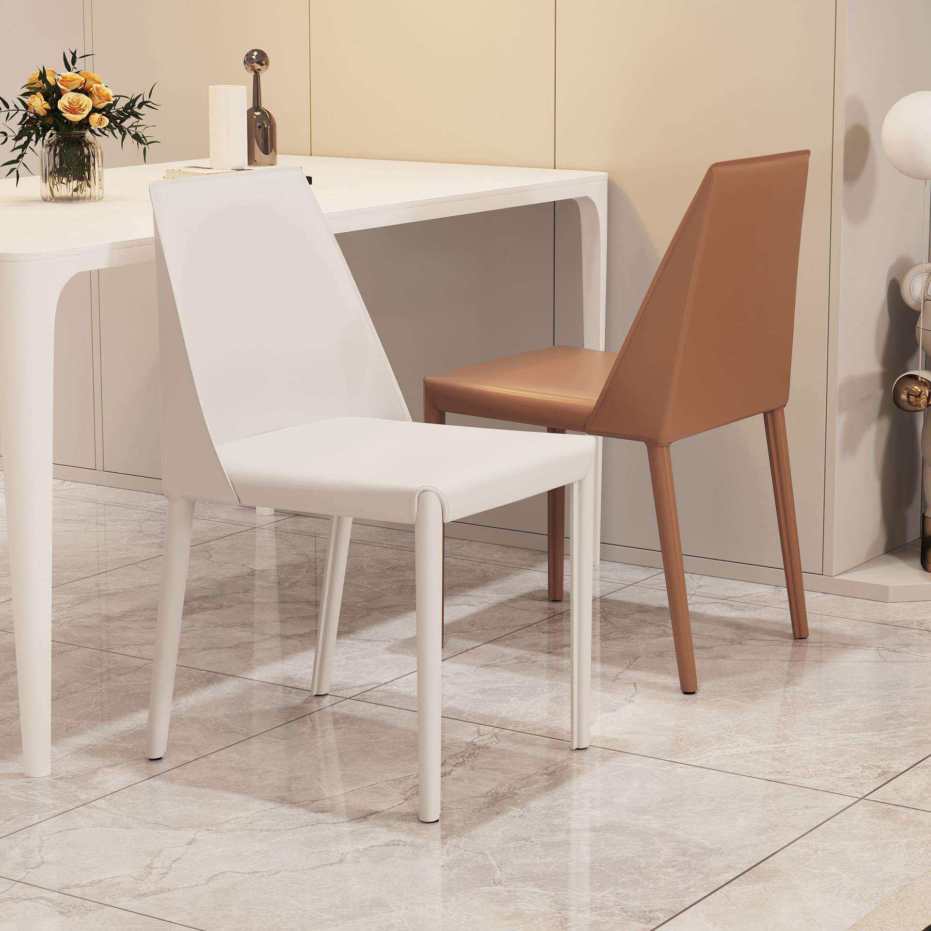 奶油风餐椅简约家用岛台餐桌椅子设计师靠背皮凳子意式马鞍椅